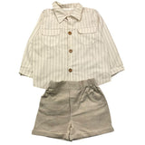 Valentina Bebes Two-Tone Shirt-Bermuda Set White/Beige For Newborns