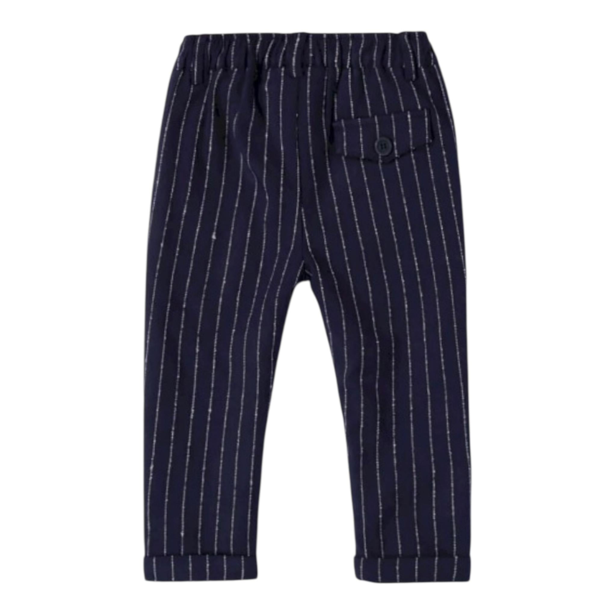 MINI BANDA pantalone tinta unita con fantasia a righe Blu per Neonato 37665 BLU MINI BANDA 
