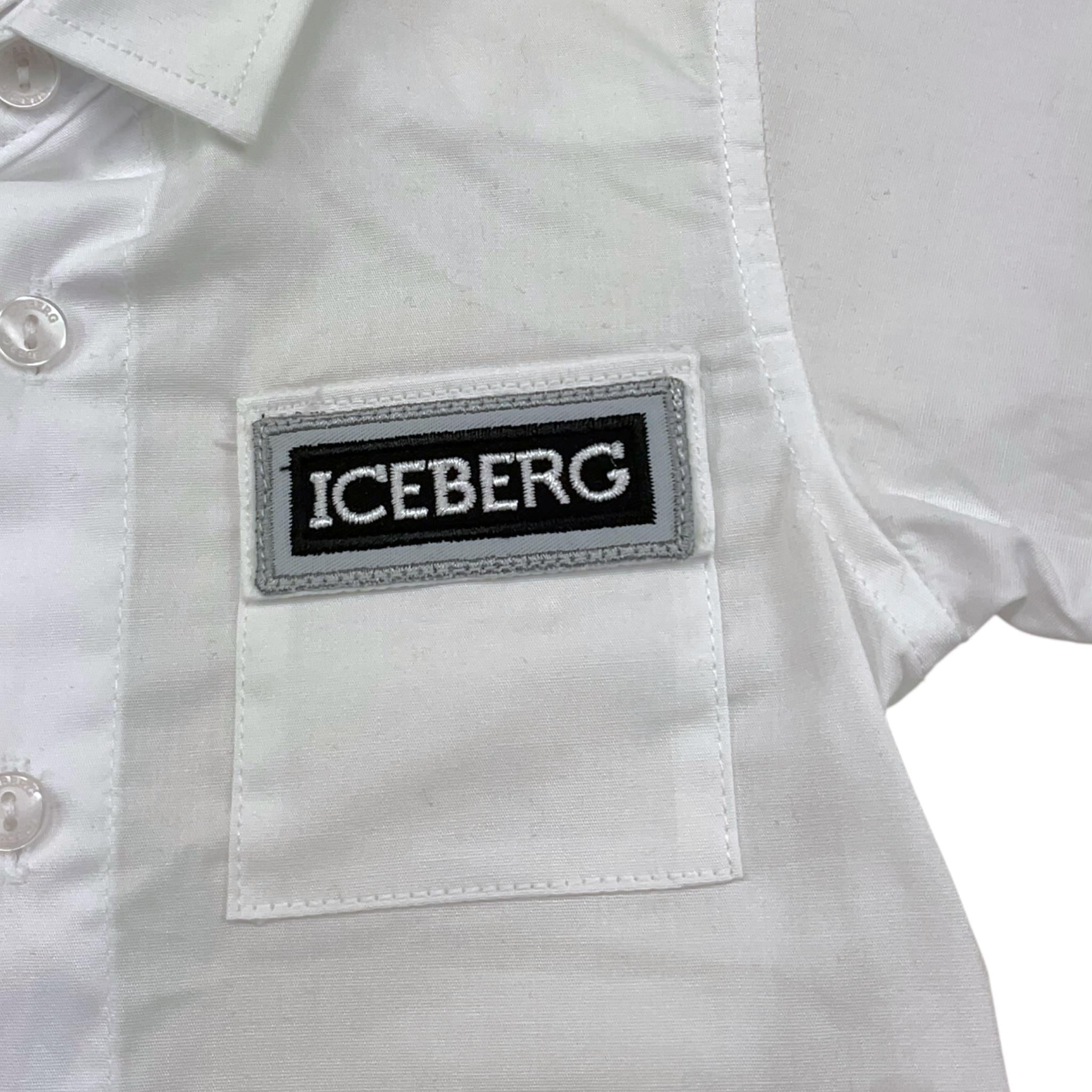 Iceberg Camicia Mezza Manica Tinta Unita con Logo per Neonato CMICE5111B BIANCO ICEBERG 