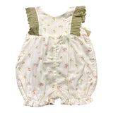 Wedoble Baby Girl Solid Color Floral Print Sleeveless Romper White