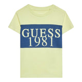 Guess T-Shirt Girocollo Tinta Unita con Stampa per Neonato N3GI02K8HM0 GIALLO GUESS 