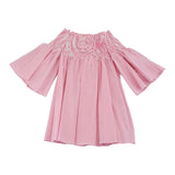 Twinset White/Pink Striped Half Sleeve Dress For Girls