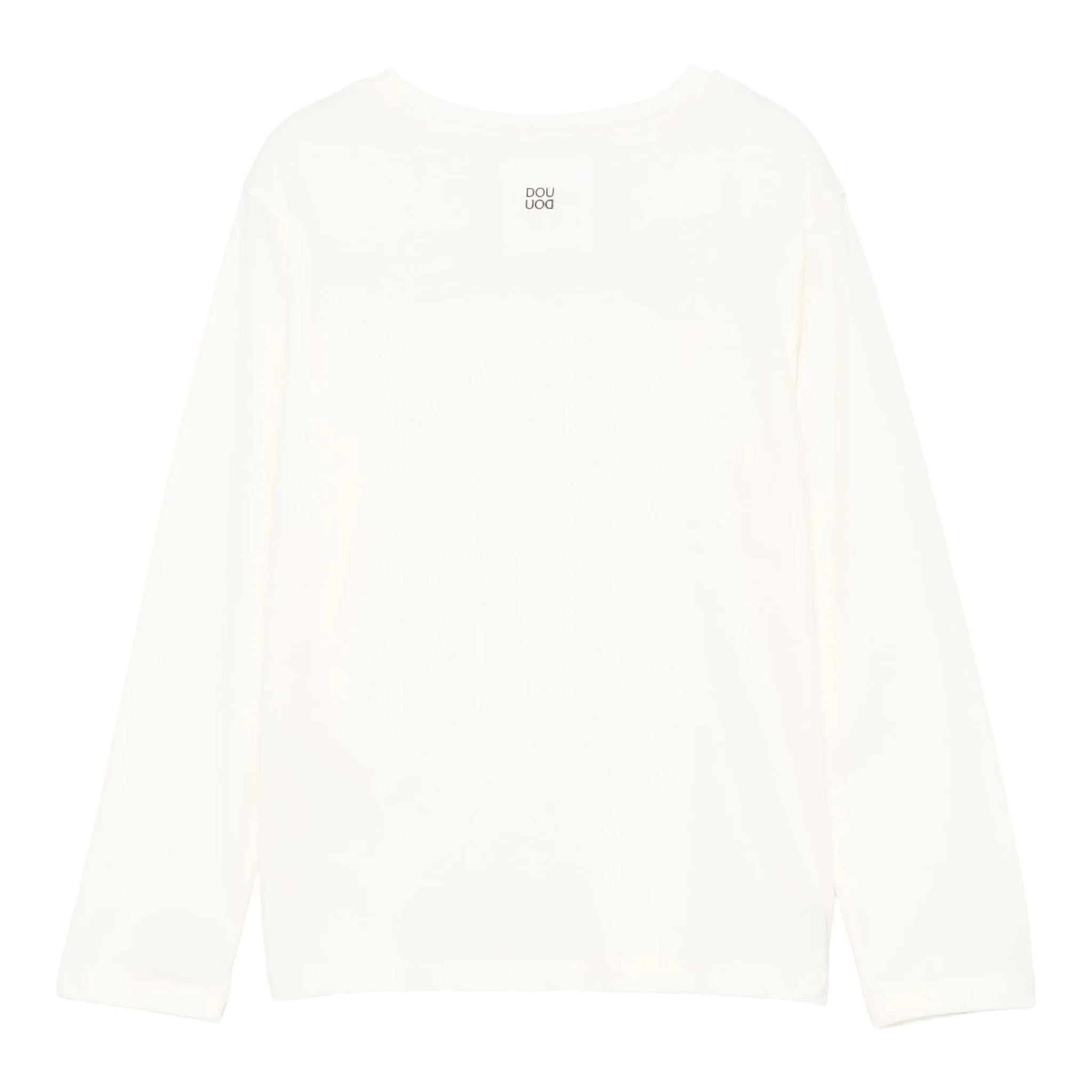 DOU DOU t-shirt girocollo tinta unita cn stampa in contrasto Panna per Bambino DV8P00 PANNA DOU DOU 
