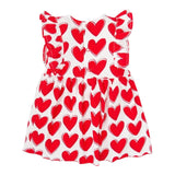 Agatha Ruiz Solid Color Heart Pattern White/Red Sleeveless Dress For Baby Girl