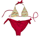 Sundek Bikini Set Solid Color With Triangle Pattern-Fuchsia Slip For Girls
