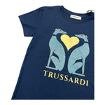 TRUSSARDI t-shirt girocollo tinta unita con stampa in contrasto Blu per Bambino TGA25023 BLU TRUSSARDI 