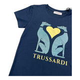 TRUSSARDI t-shirt girocollo tinta unita con stampa in contrasto Blu per Bambino TGA25023 BLU TRUSSARDI 