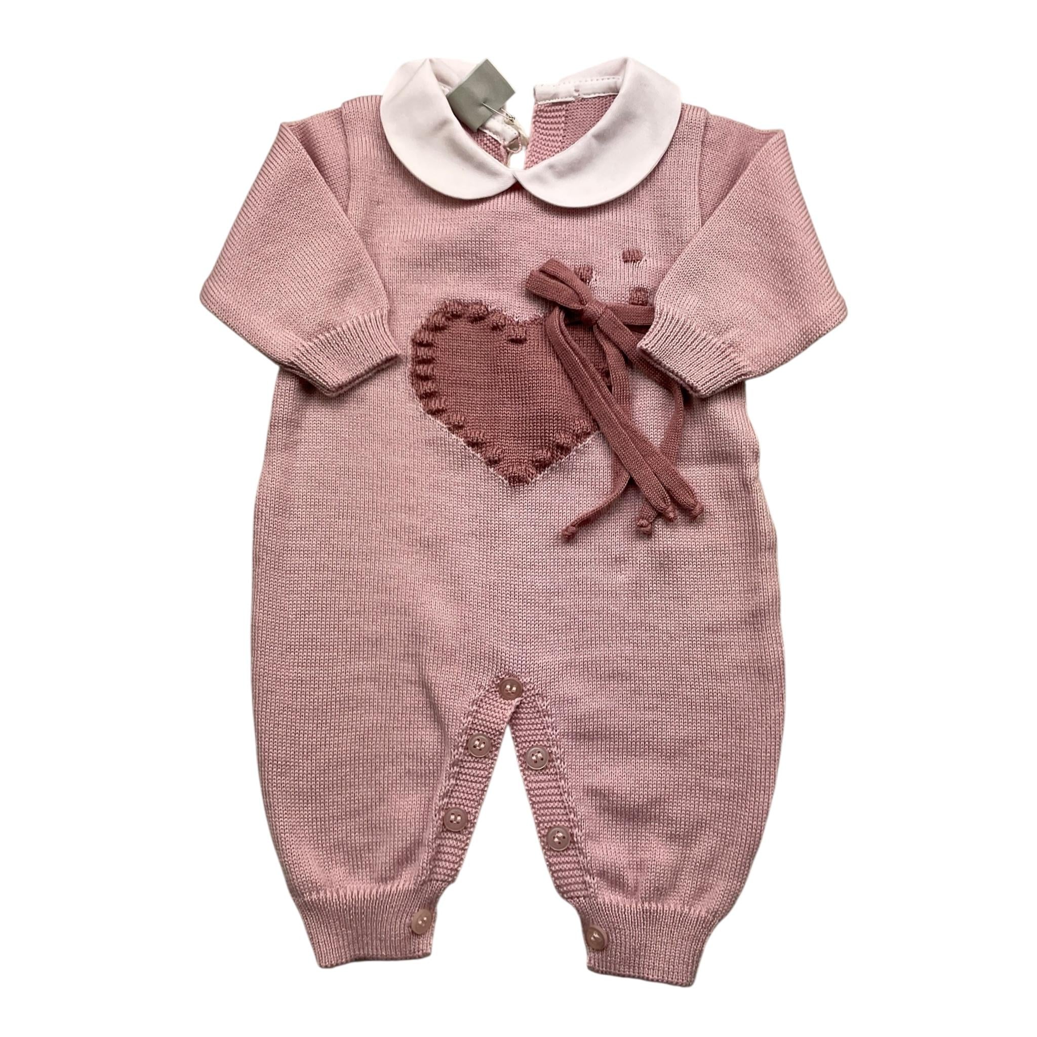 MARLU' tutina tinta unita con stampa e colletto Rosa per Neonata IB1110 ROSA MARLU' 
