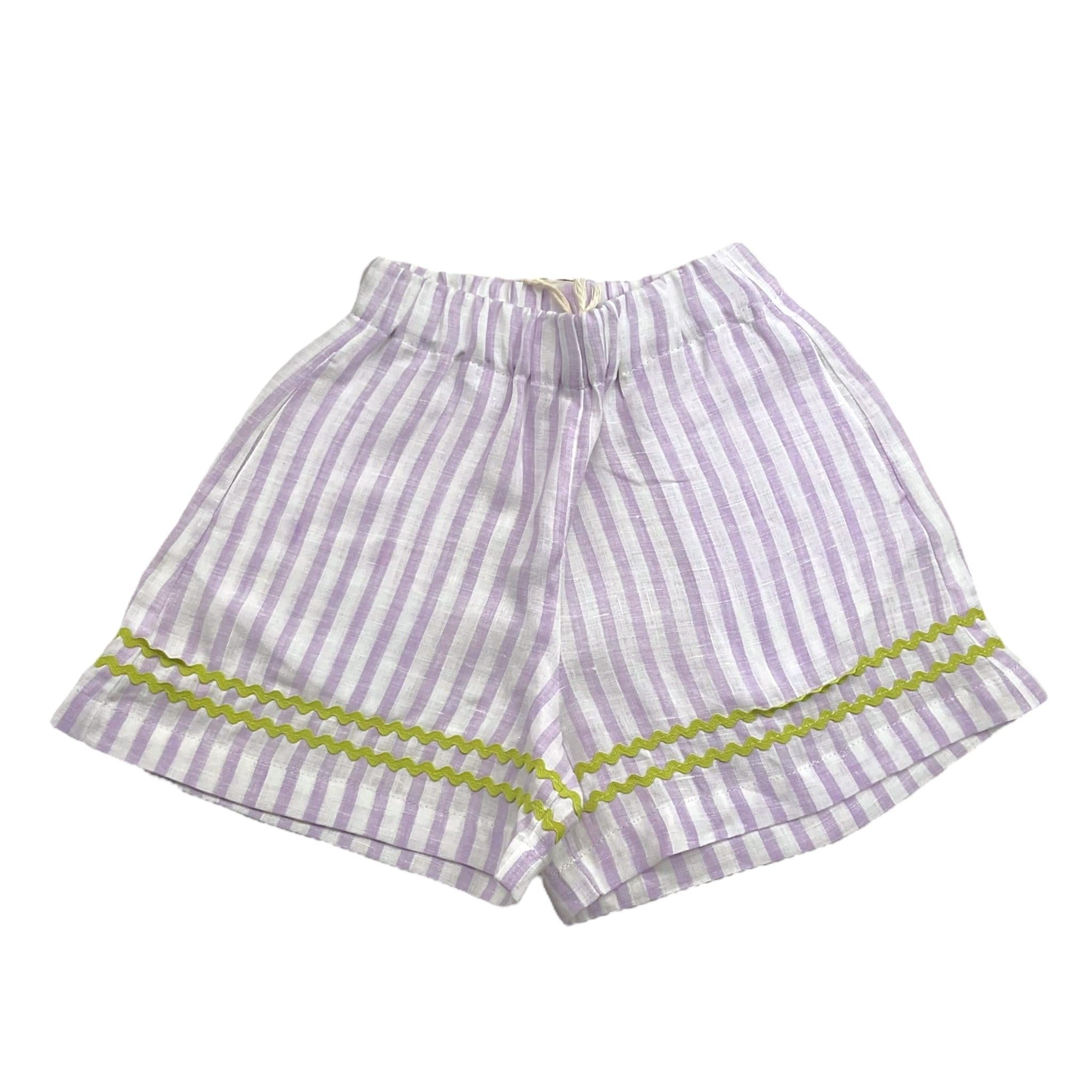 Ilfarobimbi Short Bicolore con Fantasia A Righe per Bambina IFB50374 BIANCO/LILLA ILFAROBIMBI 