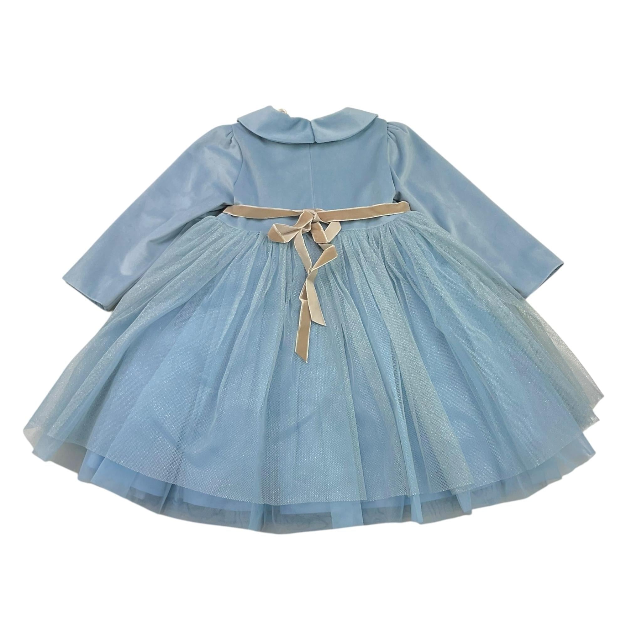 MARLU' abito cerimonia tinta unita con tulle Azzurro per Neonata IK3118ML AZZURRO MARLU' 