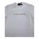 Daniele Alessandrini Solid Color Crew Neck T-Shirt With White Logo Print For Newborns