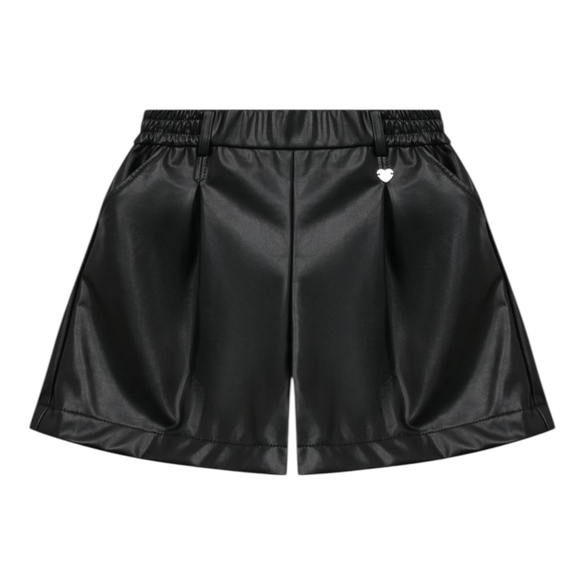 MONNALISA short tinta unita in ecopelle Nero per Bambina 17B403 NERO MONNALISA 