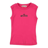 Aniye By Girl Solid Color Crew Neck Tank Top With Logo Fuchsia For Girls
