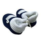 Little Bear Two-Tone White/Blue Baby Booties