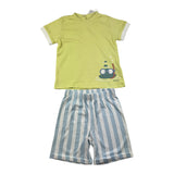Chicco Complete 2 Piece T-Shirt-Bermuda Two-Tone Green/Blue For Newborn