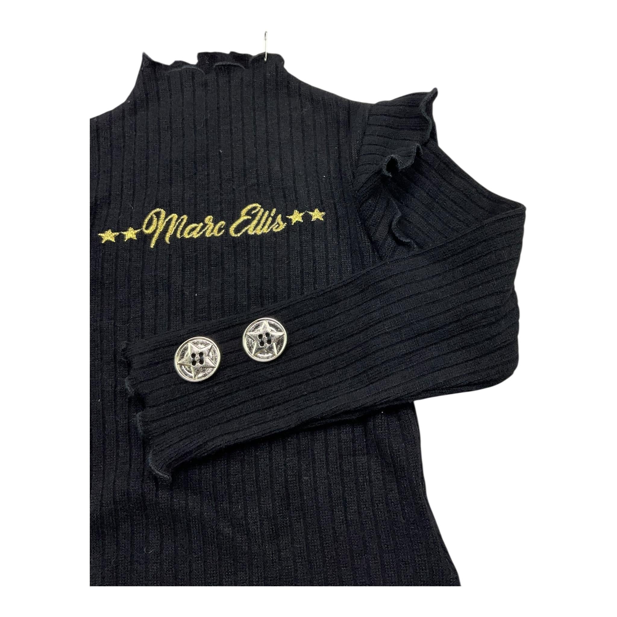 MARC ELLIS maglia mezzo collo tinta unita con logo Nero per Bambina JMJSW00168 NERO MARC ELLIS 
