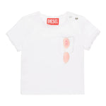 Diesel T-Shirt Girocollo Tinta Unita con Ricami per Neonata K00636N BIANCO DIESEL 