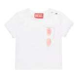 Diesel T-Shirt Girocollo Tinta Unita con Ricami per Neonata K00636N BIANCO DIESEL 