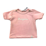 Bamboom+Babies Solid Color Round Neck Pink Print T-Shirt For Baby Girl