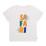 Carre'Ment Beau T-Shirt Crew Neck Solid Color With Contrast Print White For Newborns