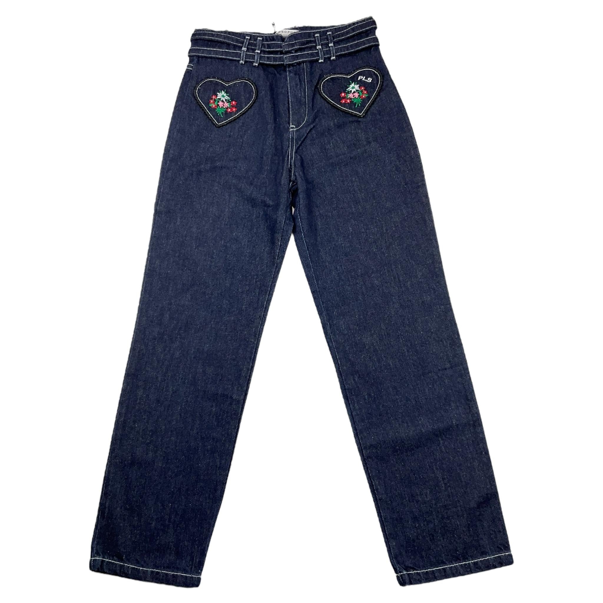 PHILOSOPHY jeans tinta unita con ricami Blu per Bambina PFPA001 BLU PHILOSOPHY 