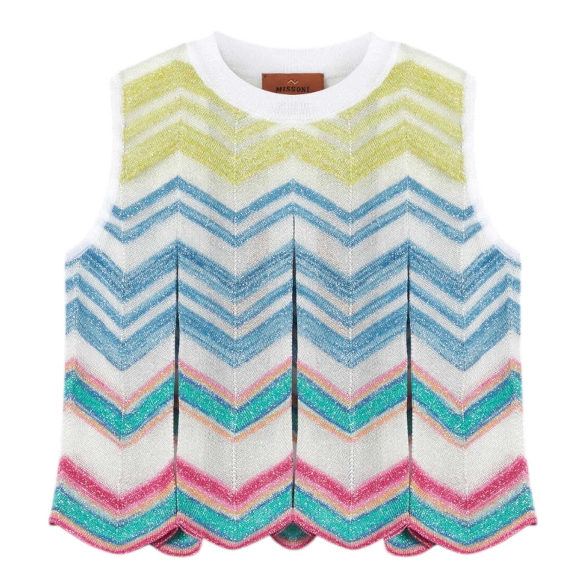 Missoni Top Giromanica Stampa Fantasia per Bambina MU0A32 BIANCO MISSONI 
