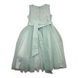 Bella Brilli Solid Color Sleeveless Formal Dress With Aqua Green Tulle For Girls