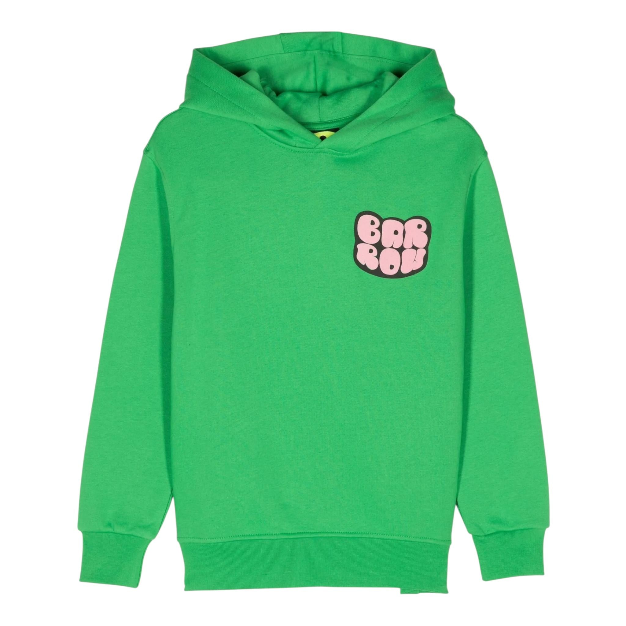 BARROW KIDS felpa chiusa con cappuccio tinta unita con stampe in contrasto Verde per Bambina F3BKUHS071 VERDE BARROW KIDS 