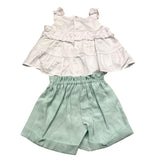 Barcellino Complete 2 Piece Shirt-Panty White/Aqua Green For Baby Girl