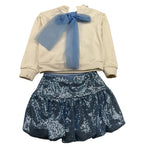MISS GRANT completo 2 pezzi felpa-gonna bicolore Panna/azzurro per Bambina MG1201 PANNA/AZZURRO MISS GRANT 