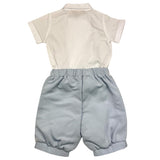 La Stupenderia Complete 2 Piece Shirt Body-Bermuda Two-Tone White/Light Blue For Newborn