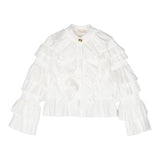 Elisabetta Franchi Long Sleeve Solid Color Shirt With Ruffles White For Girls