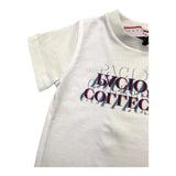 Cesare Paciotti Solid Color Crew Neck T-Shirt with White Logo Print for Newborns