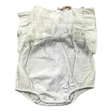 Nanan Solid Color White Tulle Sleeveless Romper For Baby Girl