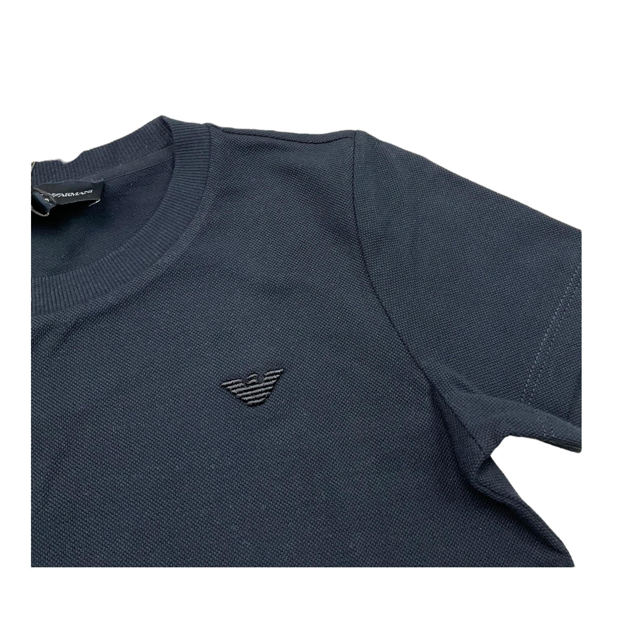 Emporio Armani T-Shirt Girocollo Tinta Unita con Logo per Bambino EB000166 BLU EMPORIO ARMANI 