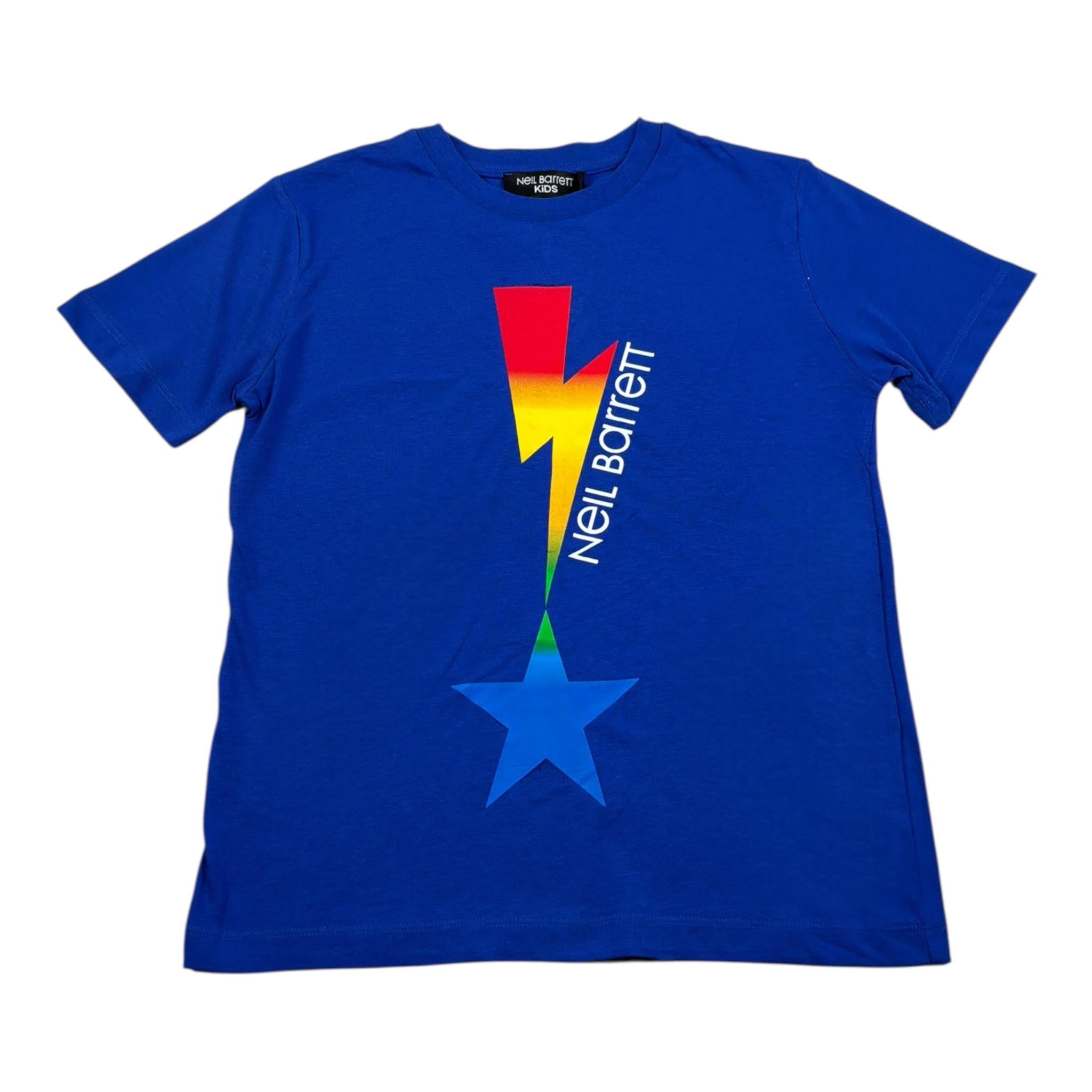 Neil Barrett T-Shirt tinta unita con Stampa Cobalto per Bambino 0379 COBALTO NEIL BARRETT 