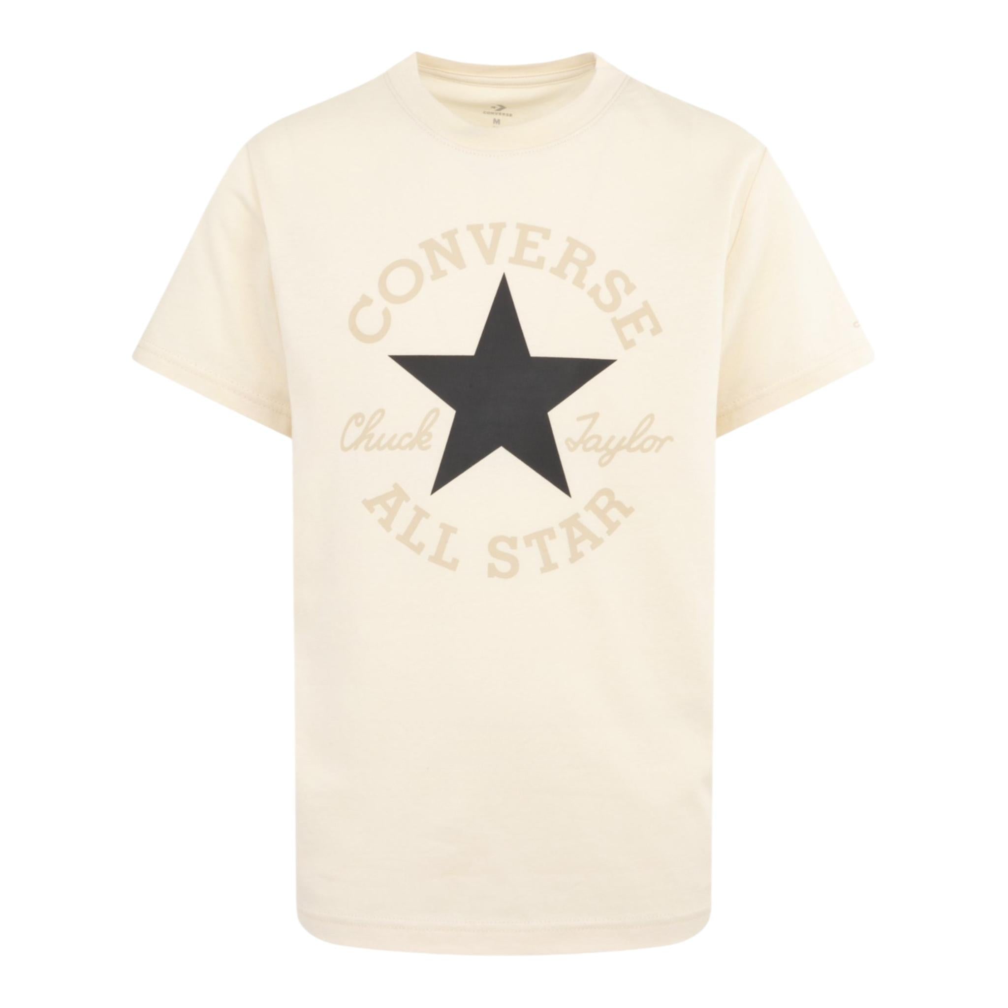 Converse T-Shirt Girocollo Tinta Unita con Logo per Bambino 9CD483 BEIGE CONVERSE 
