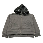 M+E' felpa con zip e cappuccio tinta unita con paillettes Grigio per Bambina UE1551 GRIGIO M+E' 