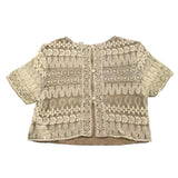 Alice Pi Solid Color Half Sleeve Shirt with Beige Embroidery for Girls
