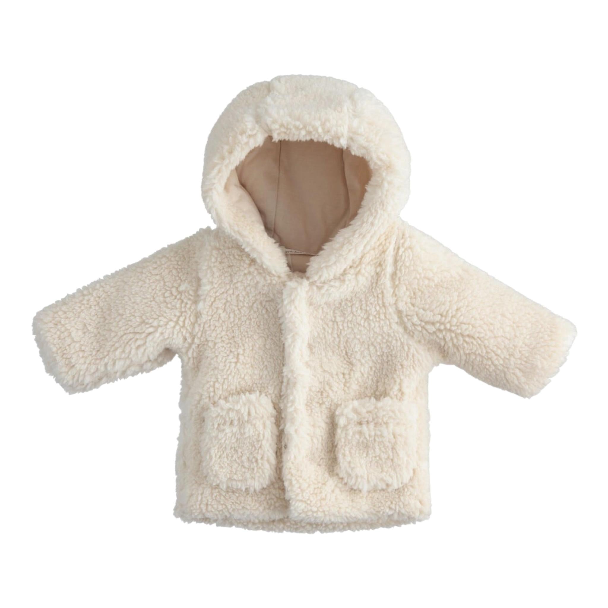 MINI BANDA cappotto tinta unita teddy con cappuccio Beige per Neonato 35762 BEIGE MINI BANDA 