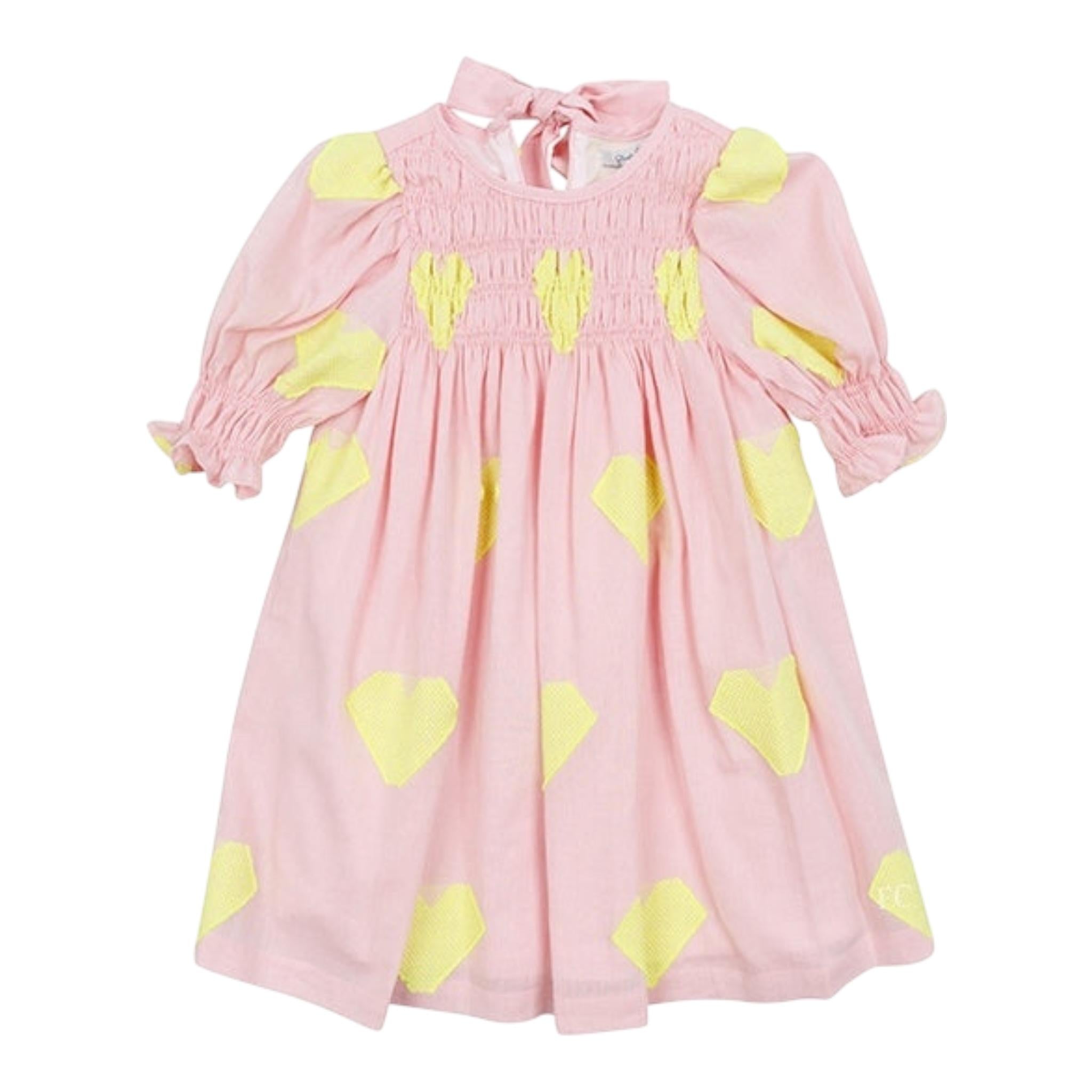 abito mezza manica tinta unita con ricami BS10WB058 ROSA PICCOLA LUDO 