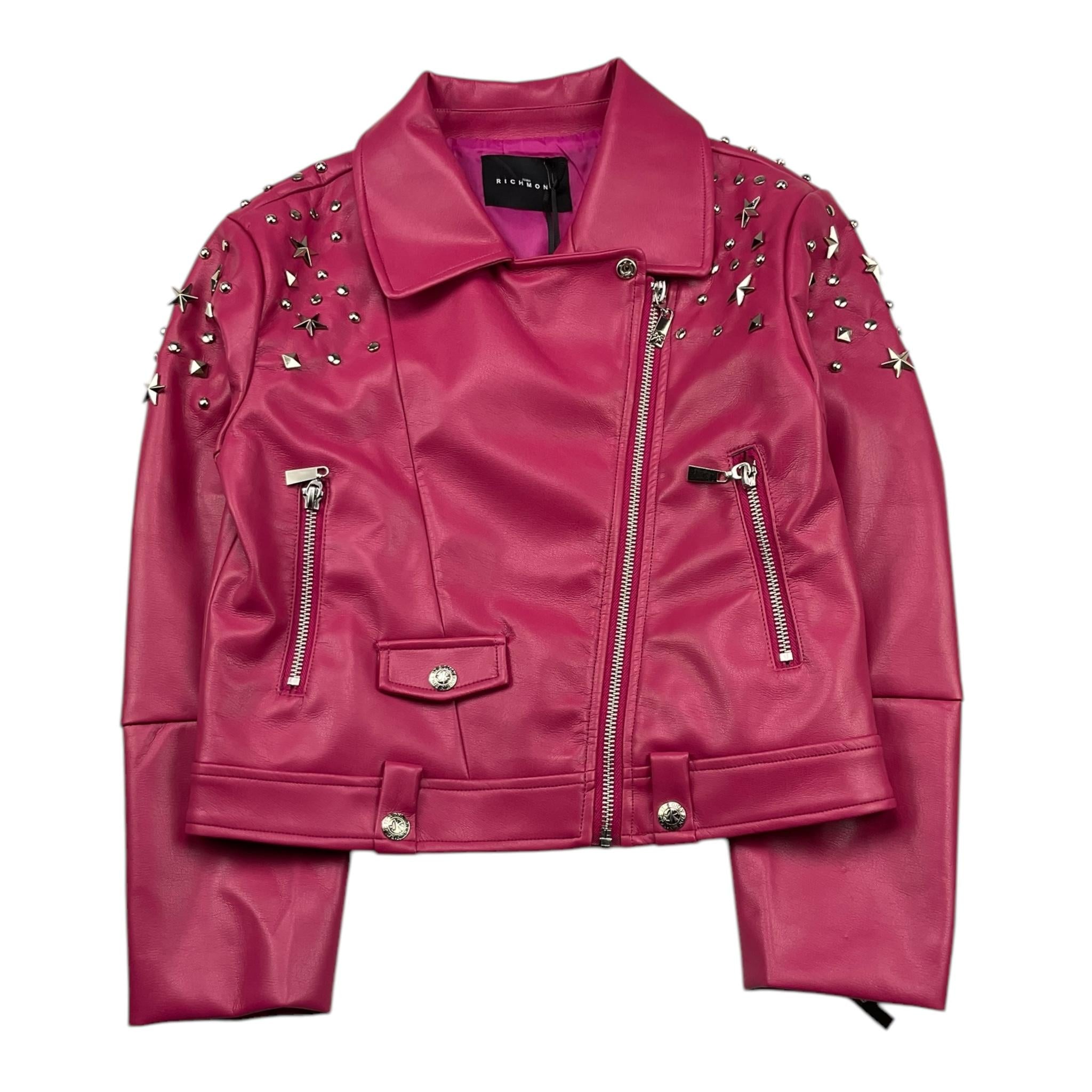 JOHN RICHMOND chiodo in ecopelle tinta unita con borchie Fuxia per Bambina RGA25202GB FUXIA JOHN RICHMOND 