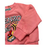 KENZO felpa chiusa girocollo tinta unita con stampa Rosa per Bambina K60692J ROSA KENZO 