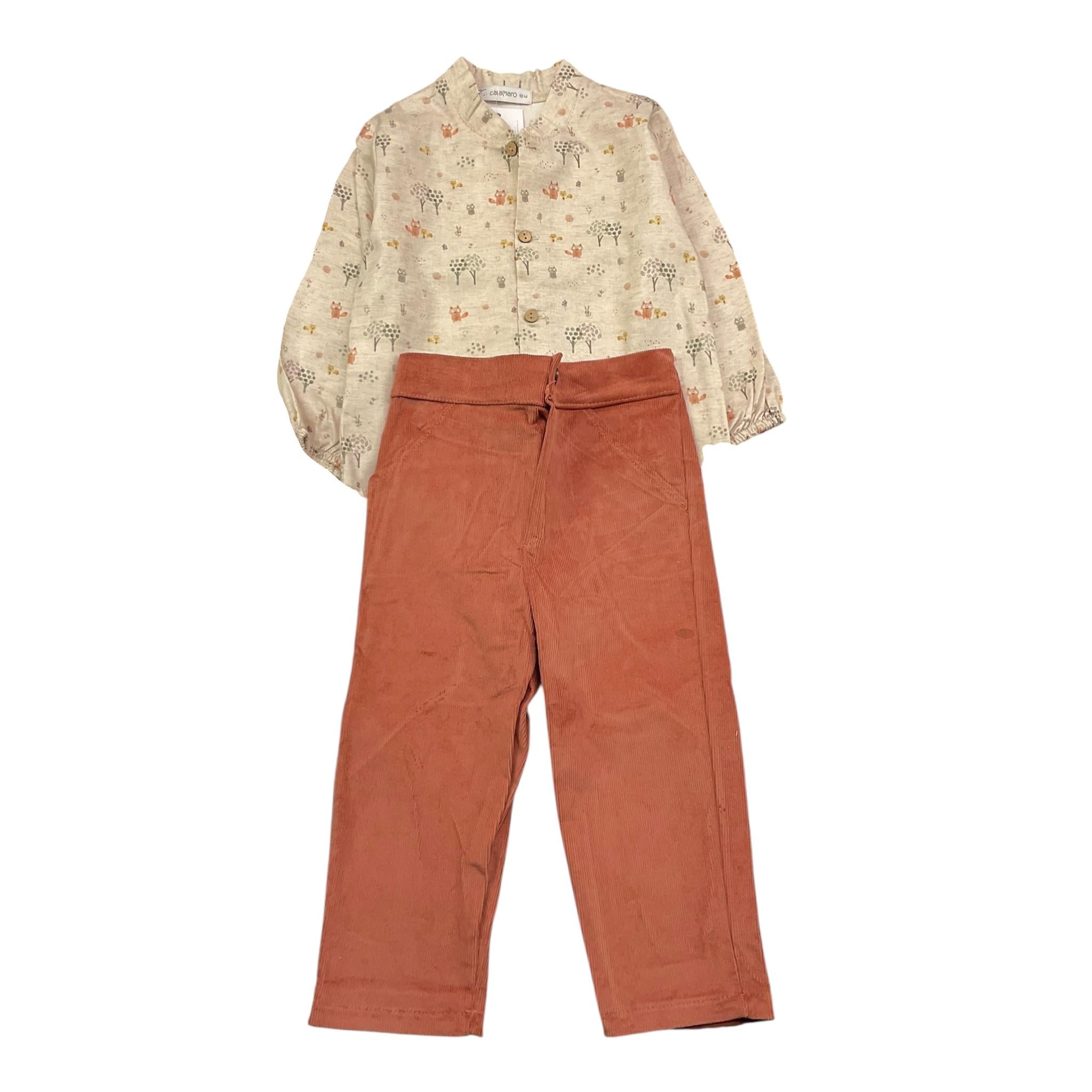CALAMARO completo 2pz camicia-pantalone bicolore Beige per Neonato 11072 BEIGE CALAMARO 