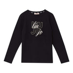 LIU JO shirt girocollo tinta unita con brillantini Nero per Bambina GF3170 NERO LIU JO 