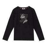 LIU JO shirt girocollo tinta unita con brillantini Nero per Bambina GF3170 NERO LIU JO 