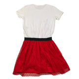 Emc Two-Tone Half Sleeve Dress with Tulle Skirt White/Red for Girls