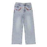 Moschino Jeans Tinta Unita con Ricami per Bambina HDP06B AZZURRO MOSCHINO 