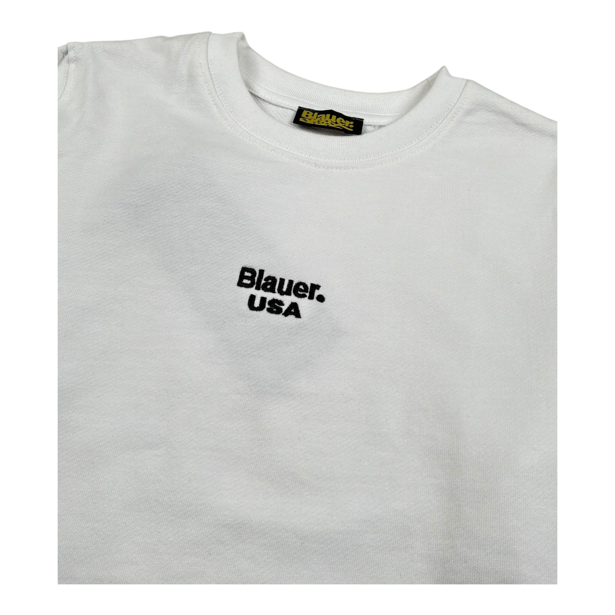 Blauer Felpa Chiusa Girocollo Tinta Unita con Stampa per Neonato 25SBLKF03551N BIANCO BLAUER 