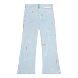Stella Mccartney Jeans Solid Color Bell Bottom Model With Light Blue Embroidery For Girls